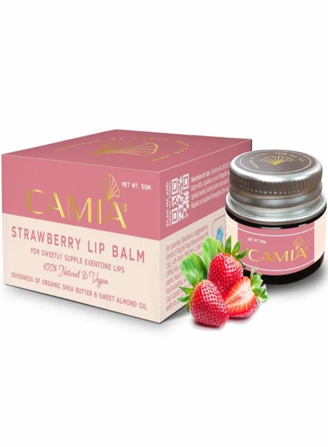 CAMIA - 100% Natural Strawberry Lip Balm for Dry & Chapped Lips |100% Natural & Vegan |Enriched with Almond Oil | Moisturization & Lightning Dark Pigmented Lips| 5 Gm - Image 5